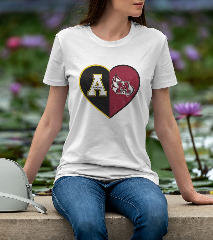 Appalachian State Mountaineers Meredith College Angels Split Heart Personalized T-Shirt