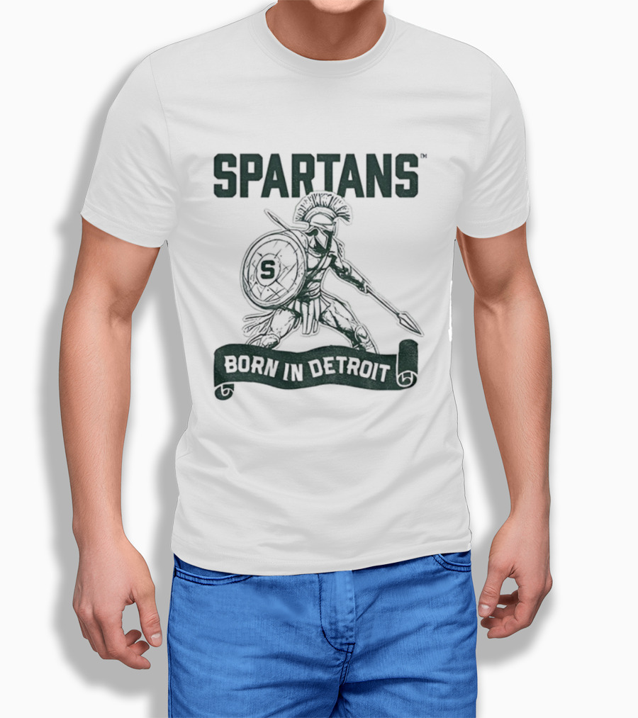 Spartans Warrior Emblem Born In Detroit T-Shirt