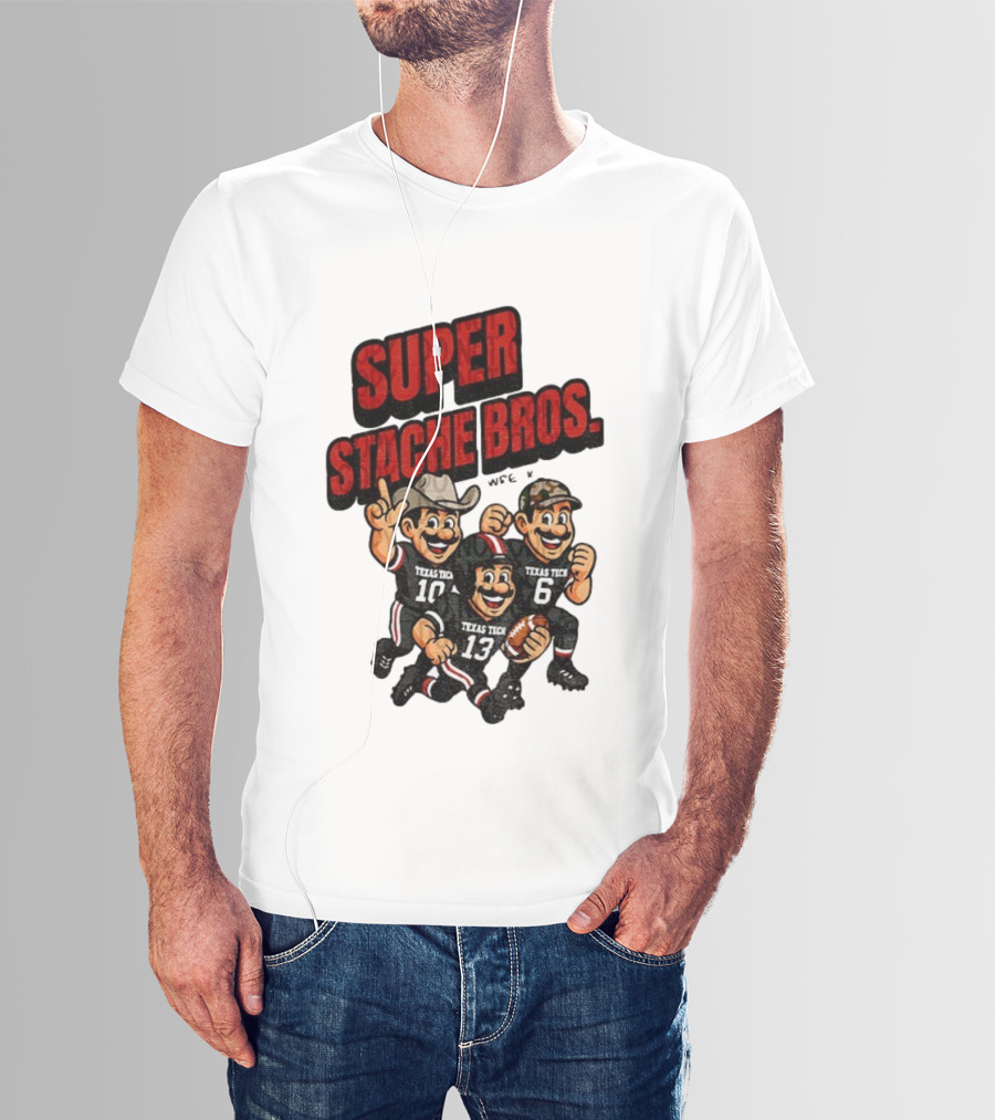 Texas Tech Red Raiders Super Stache Bros Cartoon Football Game Day T-Shirt