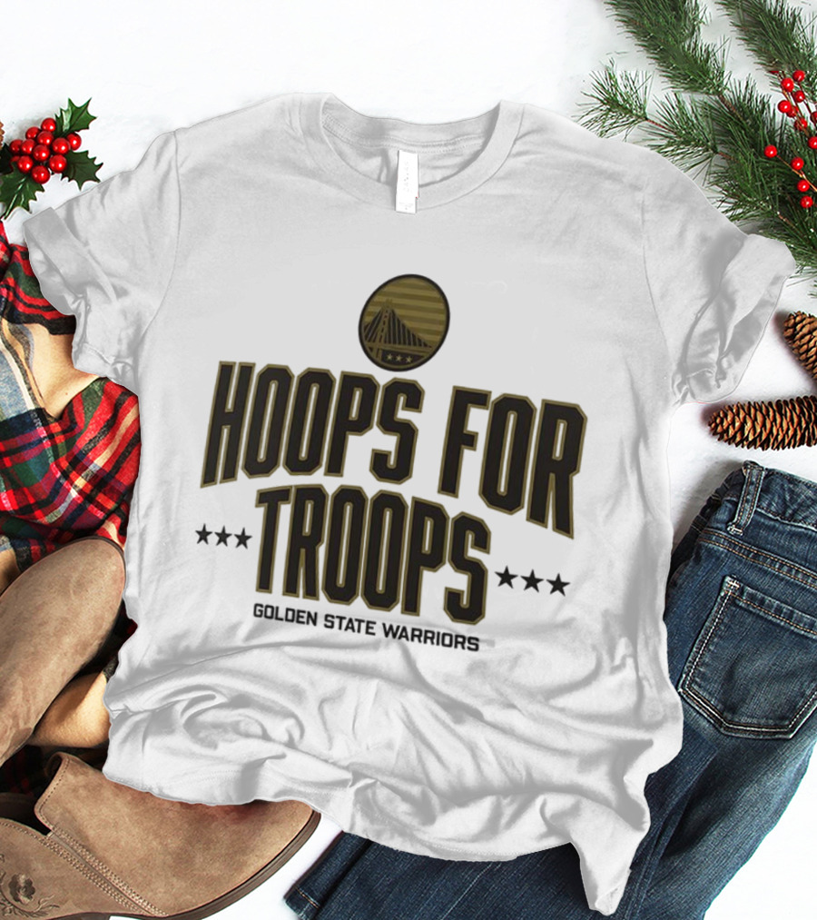Golden State Warriors Hoops For Troops Stars And Bridge Emblem T-Shirt