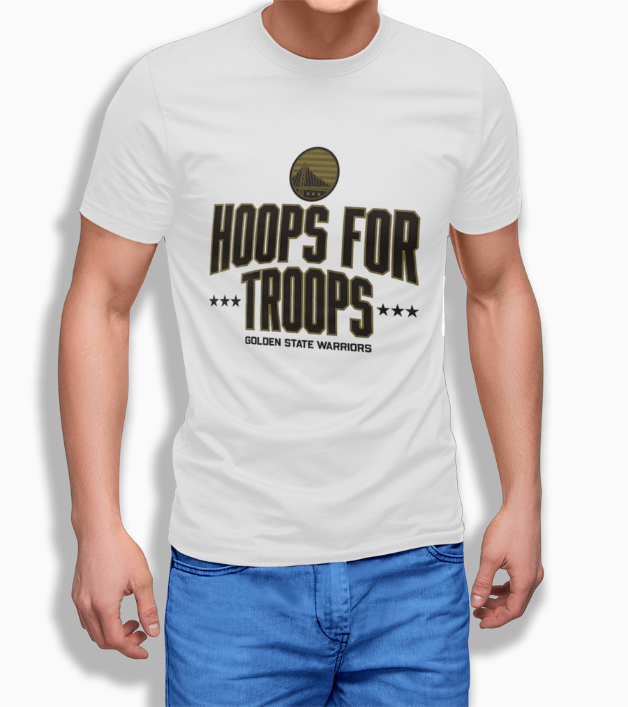 Golden State Warriors Hoops For Troops Stars And Bridge Emblem T-Shirt