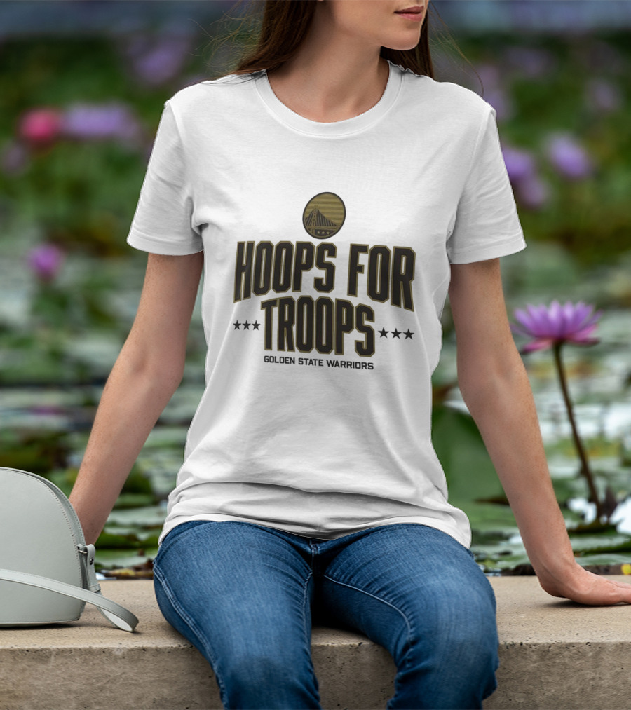 Golden State Warriors Hoops For Troops Stars And Bridge Emblem T-Shirt