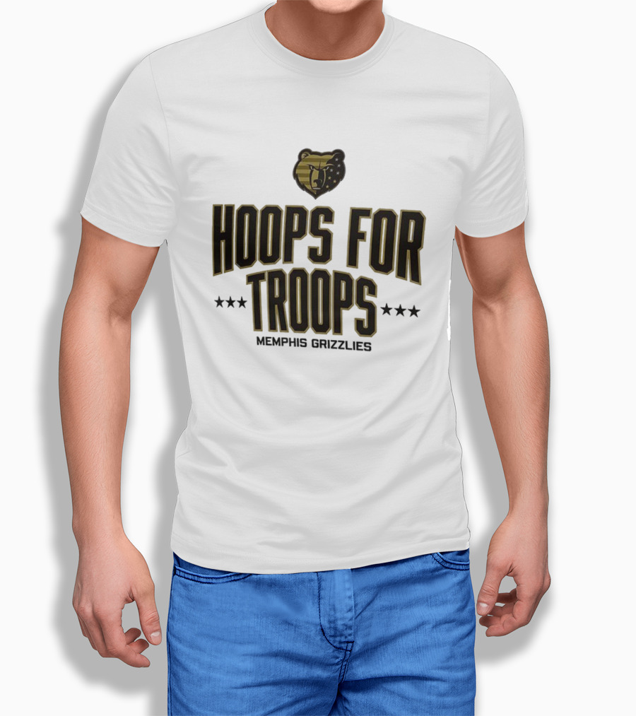Memphis Grizzlies Hoops For Troops Military Appreciation Stars & Stripes Bear Logo T-Shirt