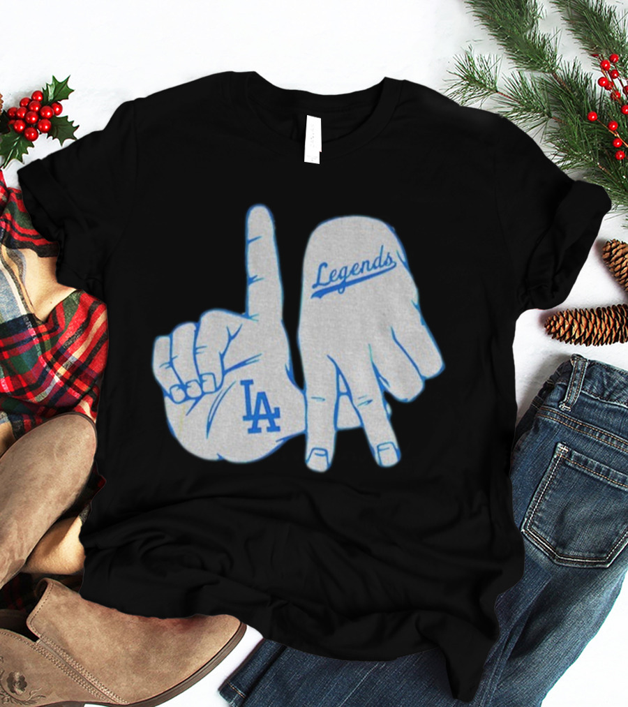 Los Angeles Dodgers Legends LA Hand Sign 2025 MLB Baseball T-Shirt