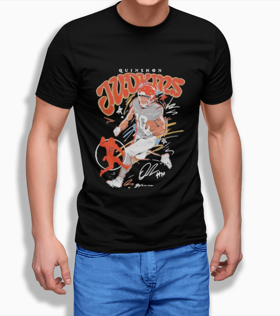 Quinshon Judkins Signature Scribble Art Cleveland Browns Football Number 4 T-Shirt