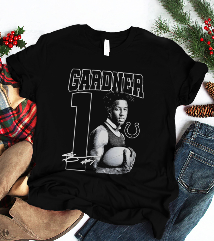 Gardner 1 Indianapolis Colts NFL Football Vintage Signature T-Shirt