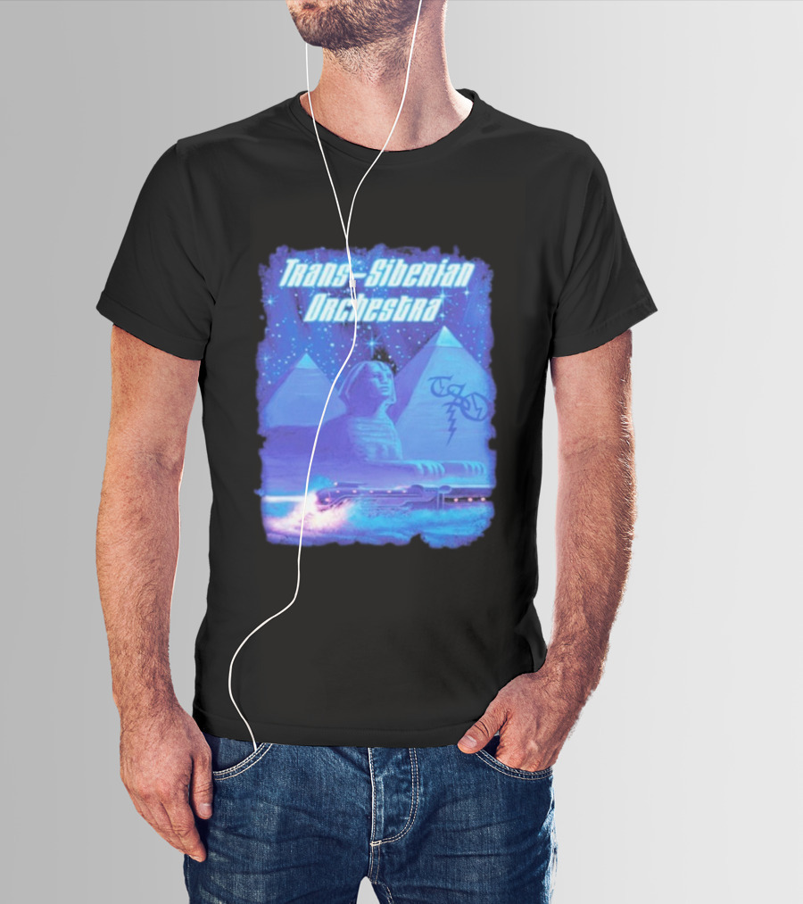 Trans-Siberian Orchestra Sphynx Train Pyramids Lightning Guitar Scene T-Shirt