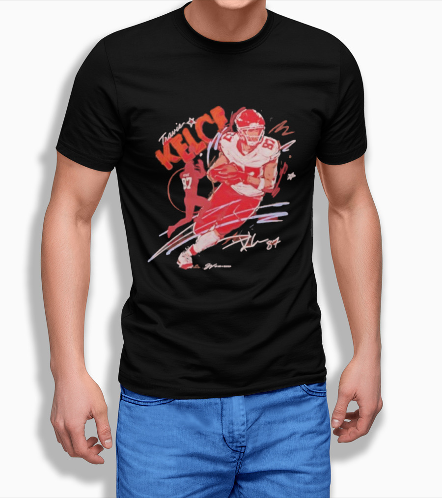 Travis Kelce Kansas City Chiefs 87 Scribble Signature T-Shirt