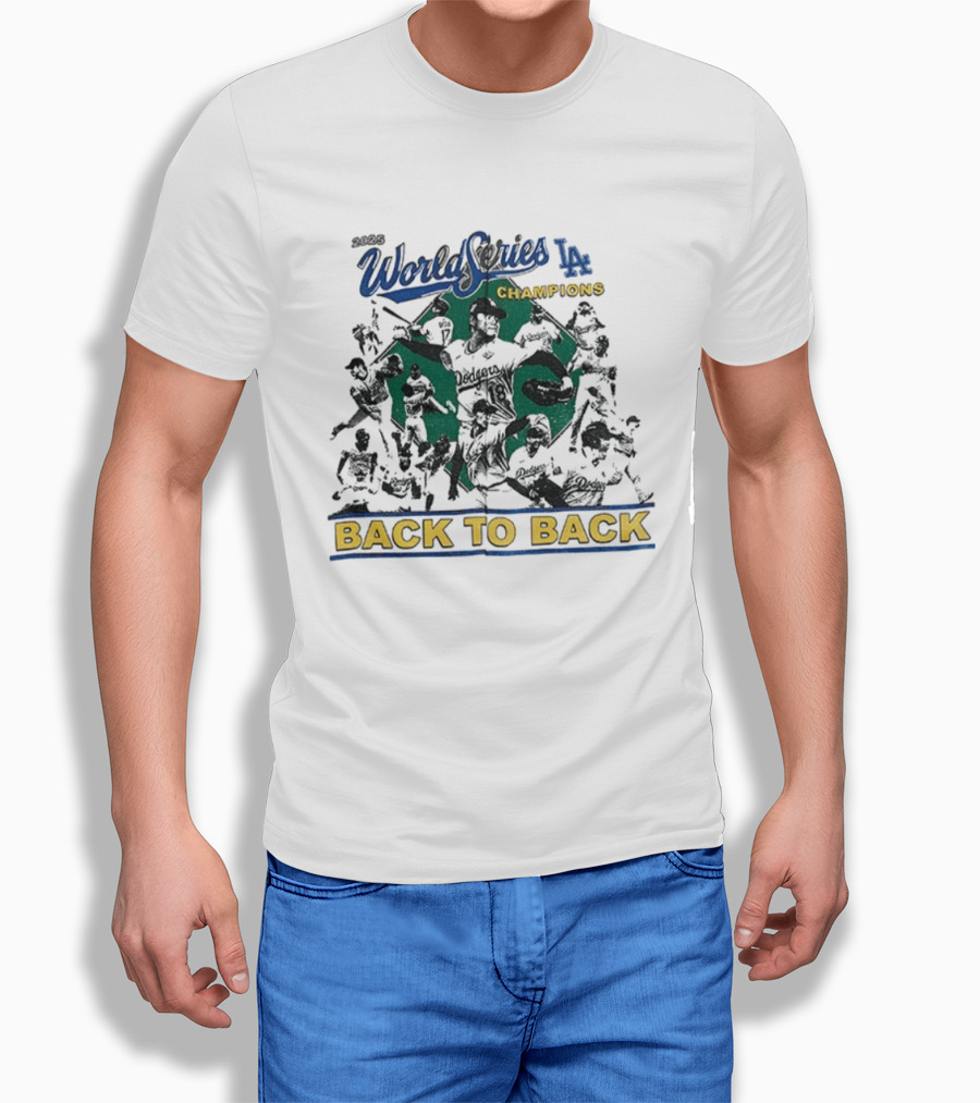 ```Los Angeles Dodgers MLB World Series Champions Back To Back 1955 2025 Vintage``` T-Shirt