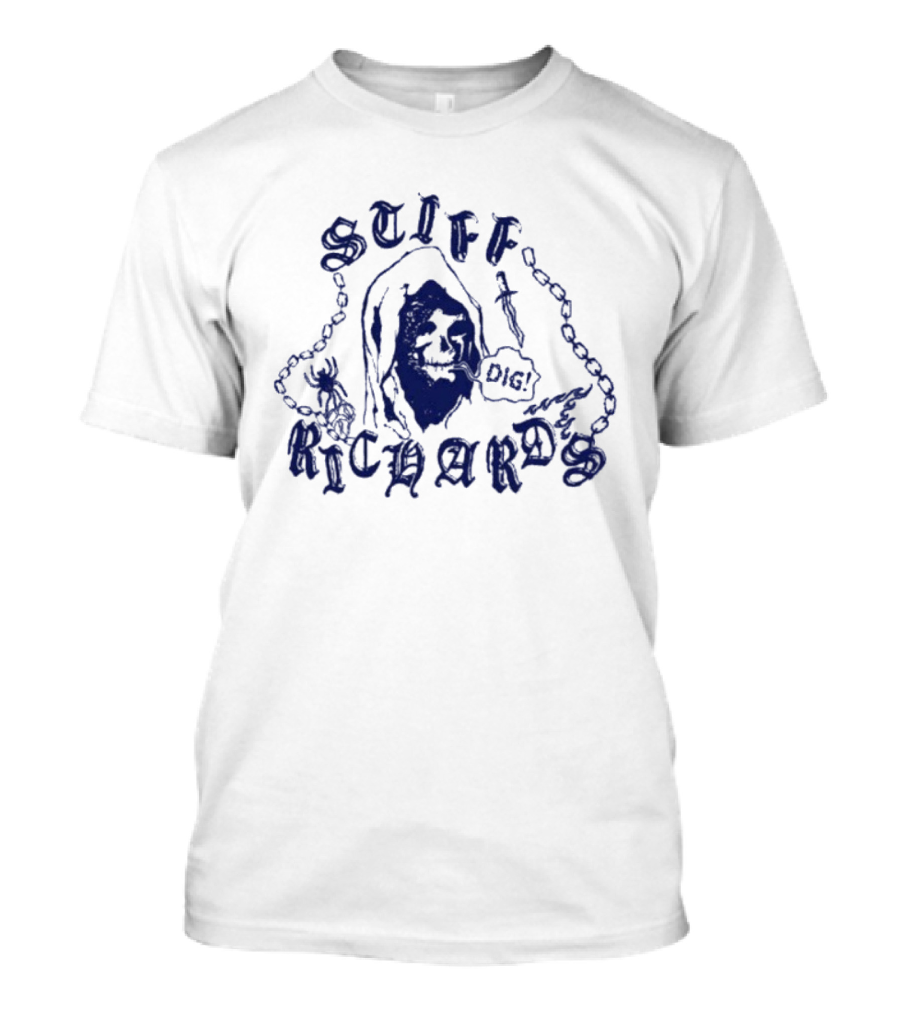 Stiff Richards Dig Or Die Grim Reaper Chain Skeleton T-Shirt