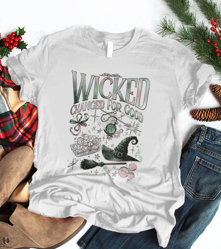 Wicked Changed For Good Defy Gravity Broomstick Magic Wand Halloween T-Shirt