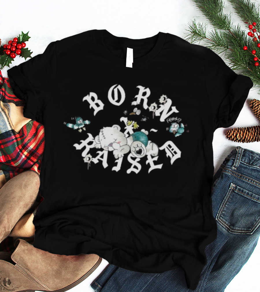 Born X Raised Vargas Rocker Cloudy Sky Letters And Birds T-Shirt