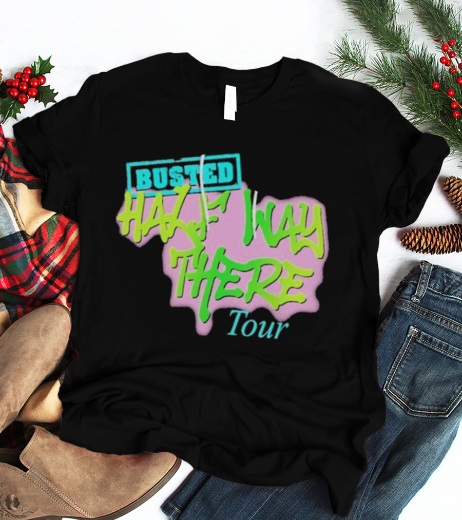 Busted Half Way There Tour Graffiti Neon Style T-Shirt