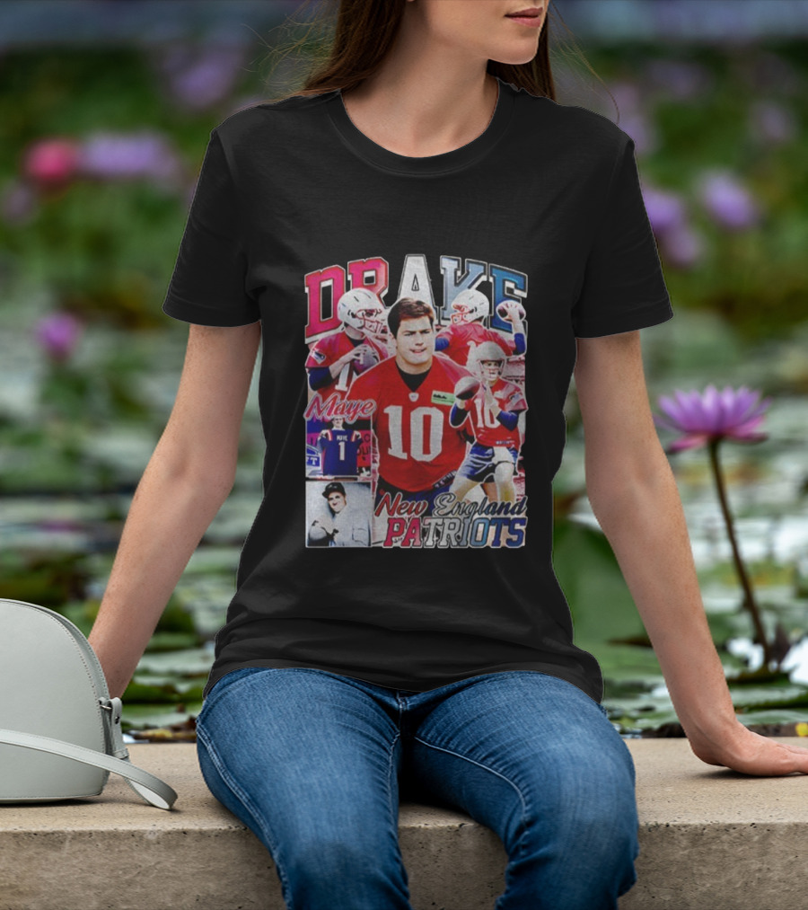 Drake Maye New England Patriots NFL Football Collage T-Shirt