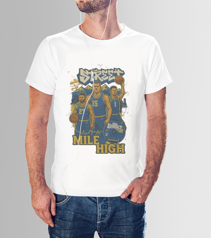NBA Street Vol 2 Mile High Denver 27 15 Basketball Stars T-Shirt