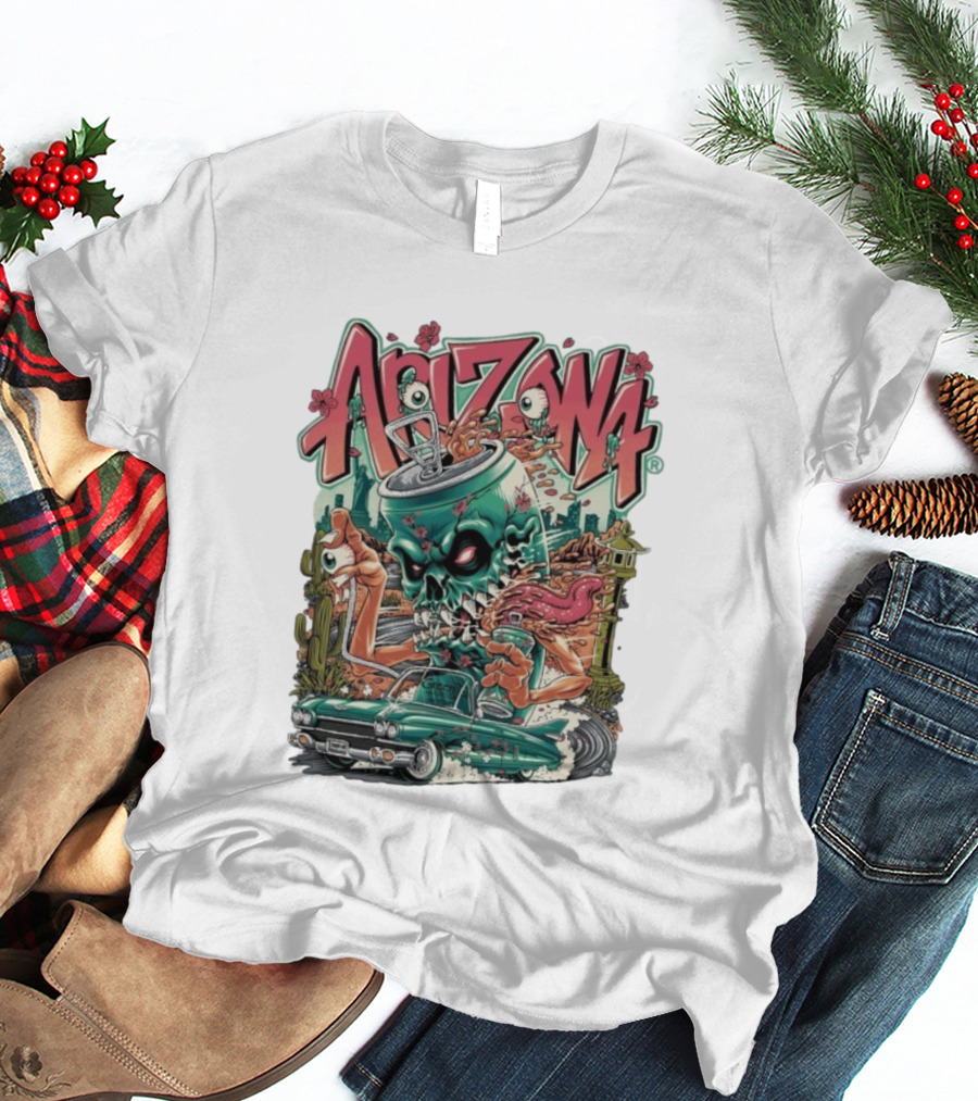 Arizona Evil Green Tea Car Cactus Monster Cartoon T-Shirt