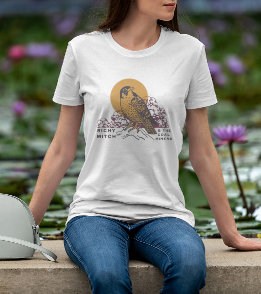 Richy Mitch And The Coal Miners Falcon Drawing And Sunset Scene T-Shirt