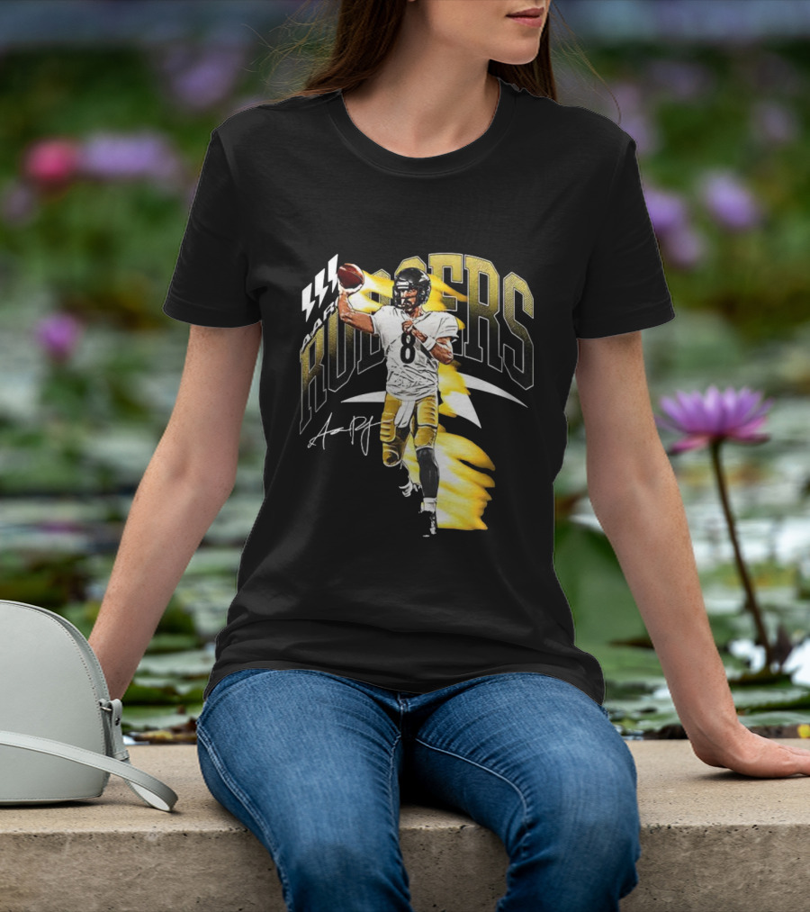 Aaron Rodgers Number 08 Pittsburgh Steelers Football Signature T-Shirt