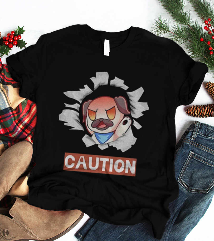 Andy Rage Caution Angry Mustached Dog Animation T-Shirt