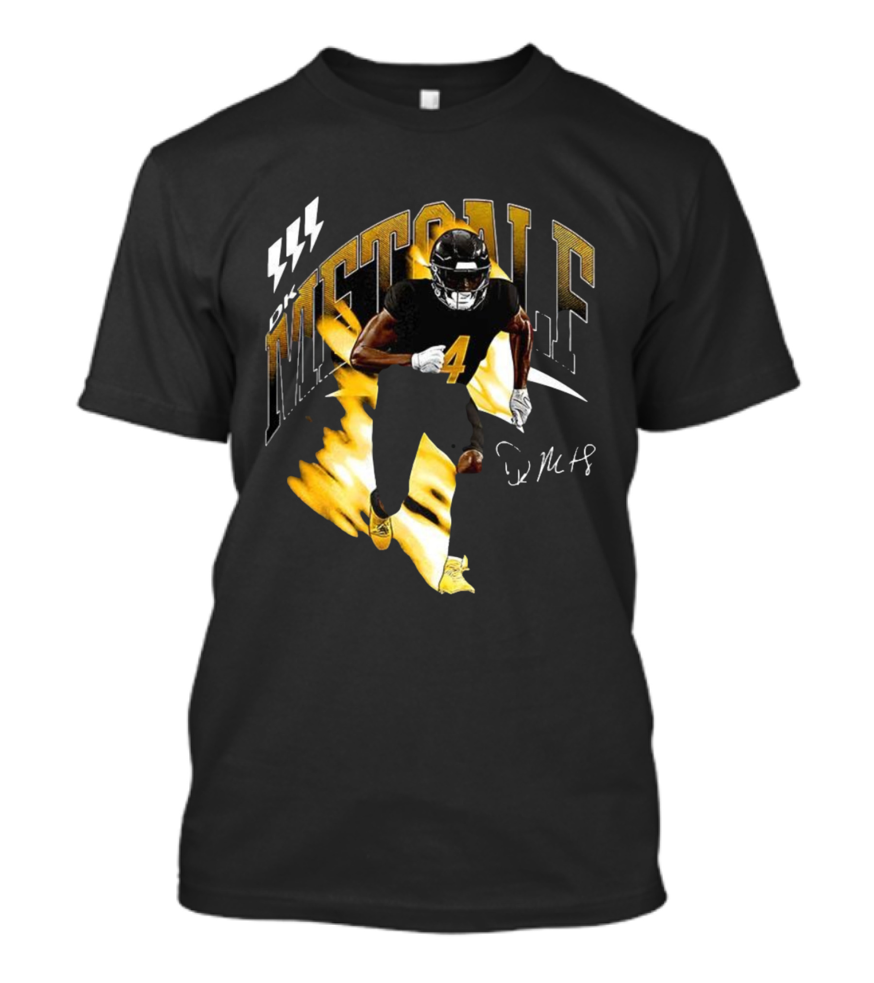 DK Metcalf Football Number 4 Pittsburgh Steelers Signature Retro T-Shirt