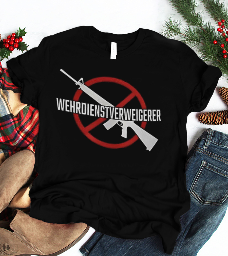 Wehrdienst Verweigern Anti-Gun Symbol Red Circle Rifle Imagery T-Shirt