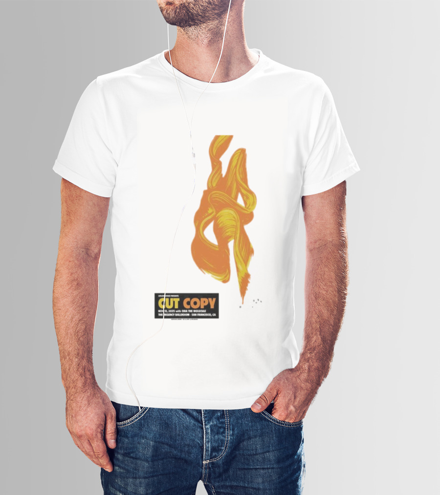 Cut Copy San Francisco November 13 2025 Concert Orange Yellow Flame Artwork T-Shirt