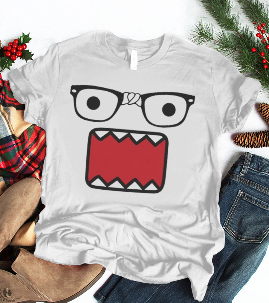 Domokun Red Mouth Nerd Glasses Classic Icon T-Shirt