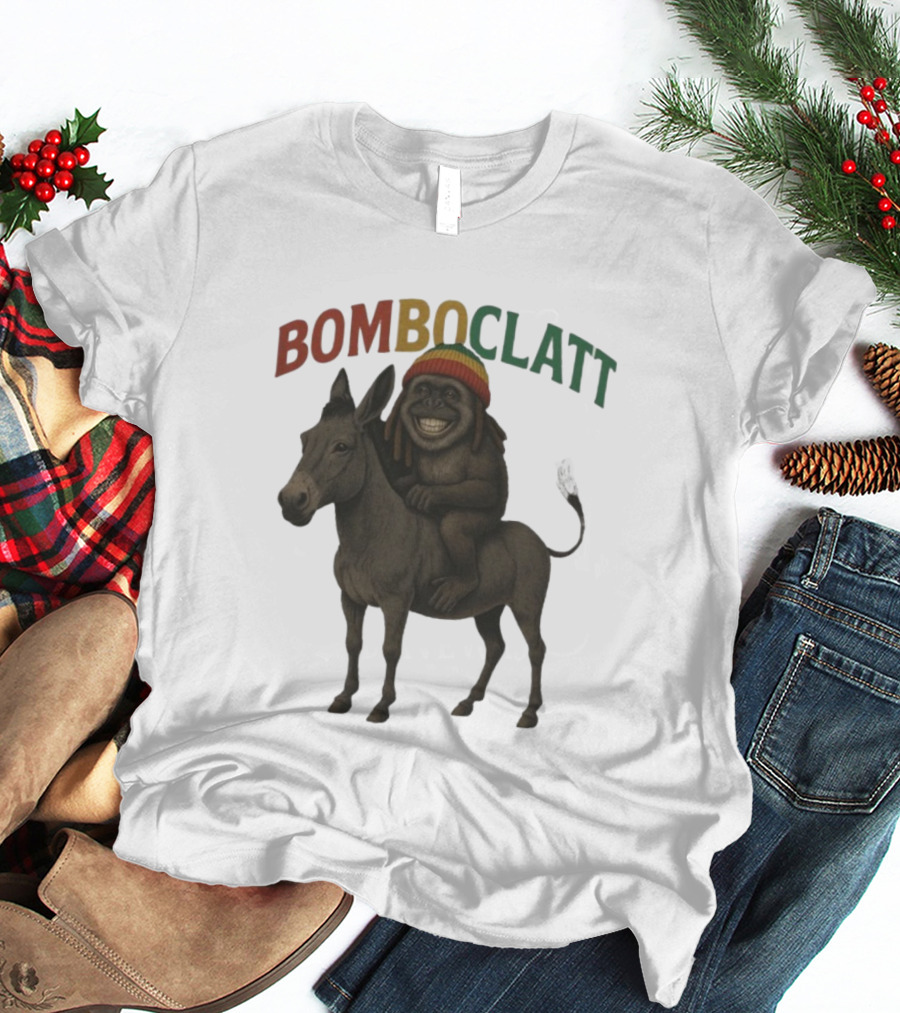 Bomboclatt Jahmunkey Donkey With Rasta Hat And Dreadlocks T-Shirt