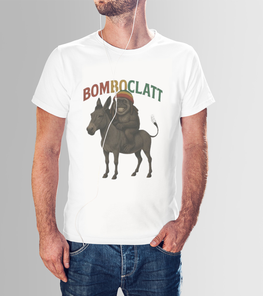 Bomboclatt Jahmunkey Donkey With Rasta Hat And Dreadlocks T-Shirt