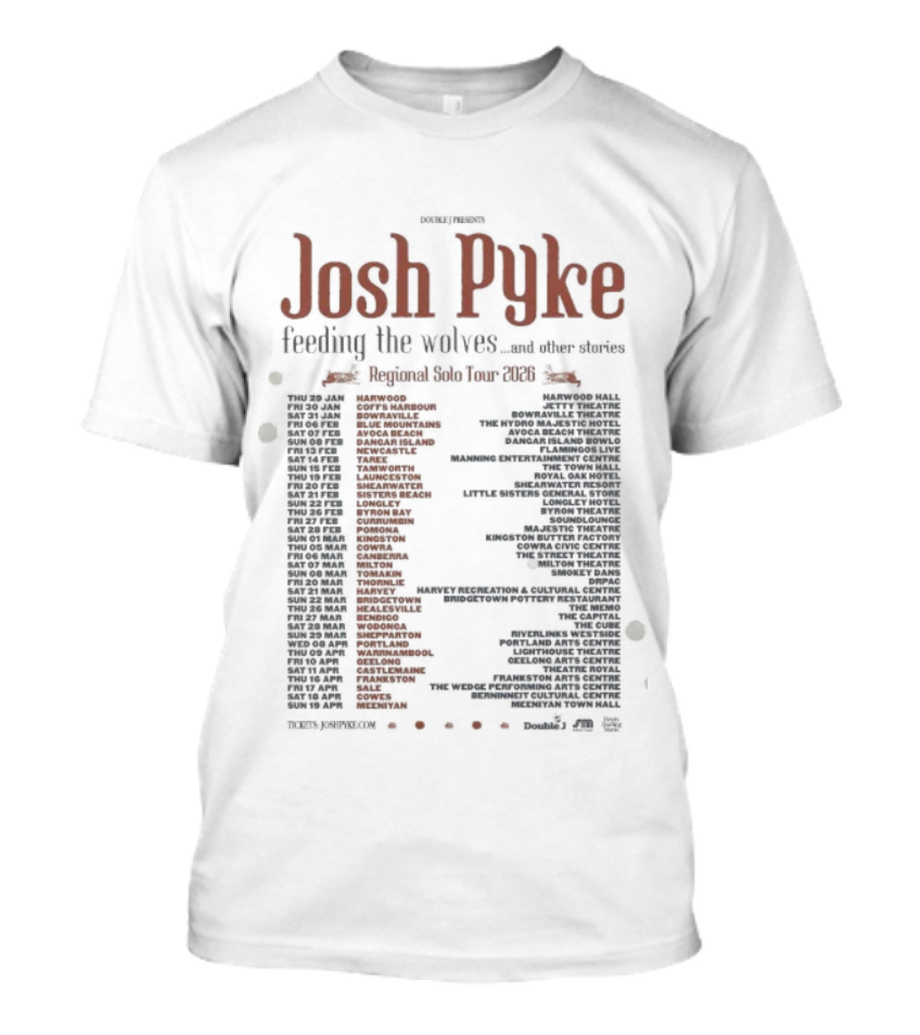 Josh Pyke Feeding The Wolves Regional Solo Tour 2026 Dates And Locations T-Shirt