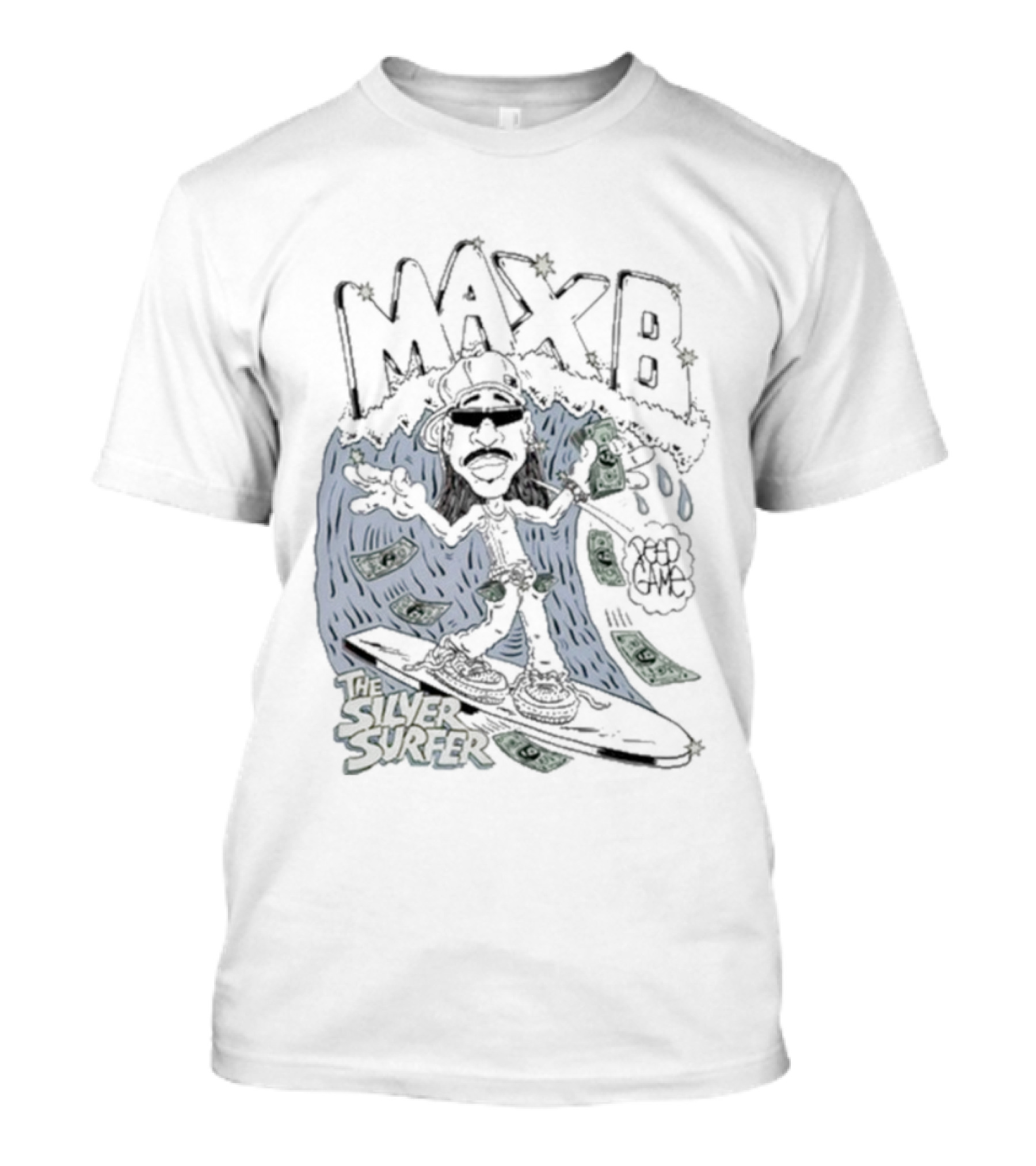 Max B Silver Surfer Peep Game X Freako Collaboration T-Shirt