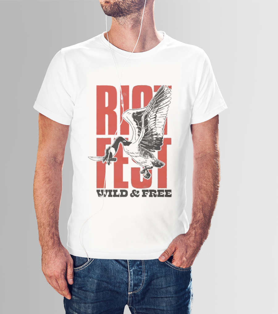 Riot Fest Wild And Free Goose Knife Iconic Design T-Shirt