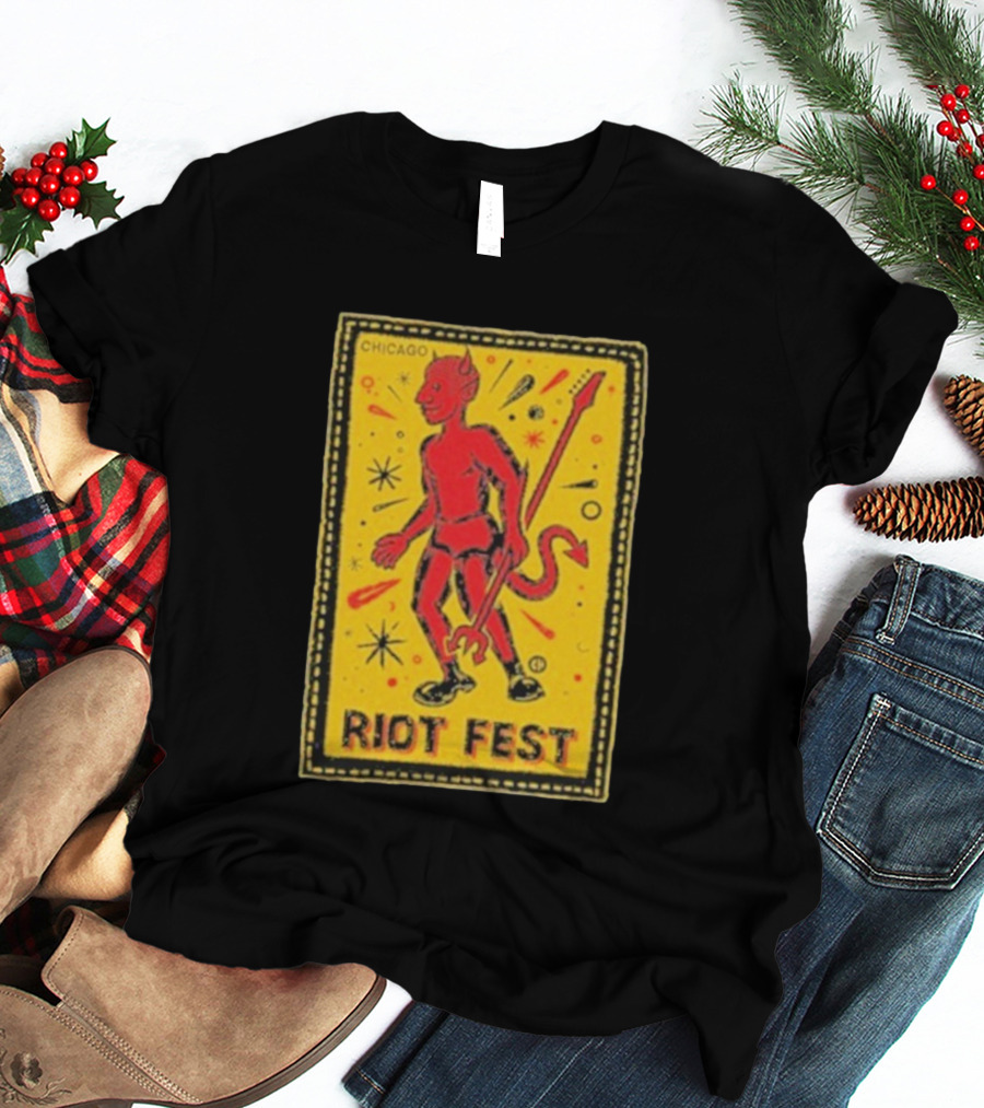 Riot Fest Chicago Chema Devil Retro Yellow Black Red T-Shirt