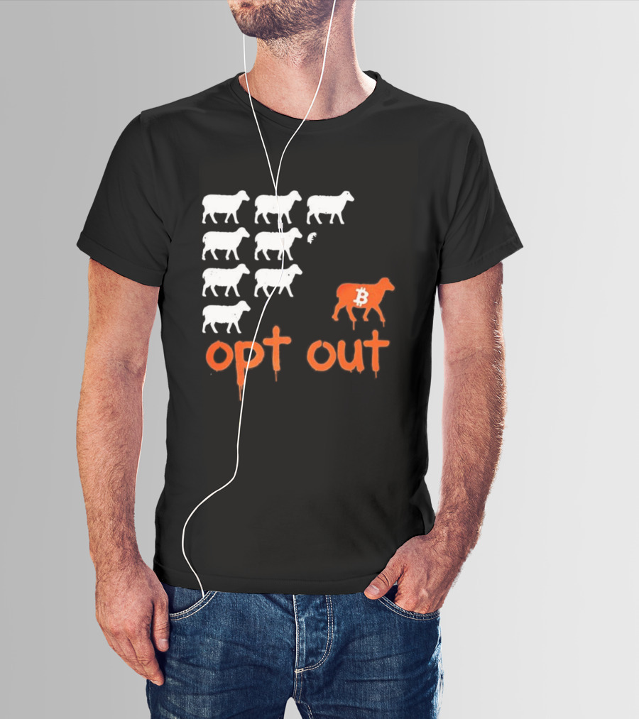 Bitcoin Opt Out Sheep Herd Graphic T-Shirt