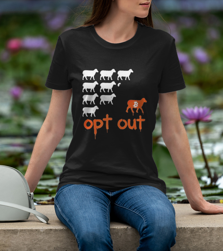 Bitcoin Opt Out Sheep Herd Graphic T-Shirt