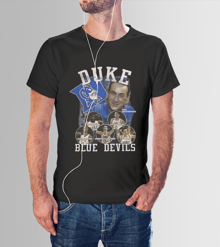 Duke Blue Devils Mike Krzyzewski Kyrie Irving Jayson Tatum Shane Battier Christian Laettner JJ Redick Vintage Legends T-Shirt