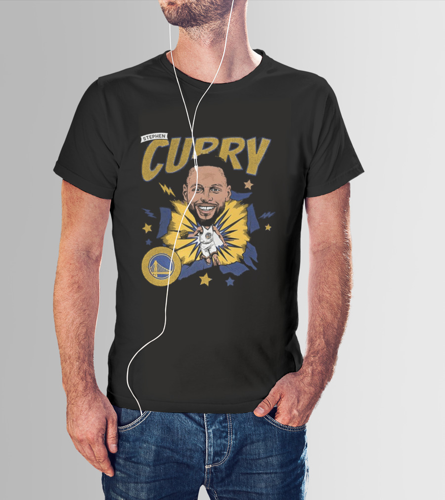 Stephen Curry Golden State Warriors NBA Caricature Vibrant Design T-Shirt