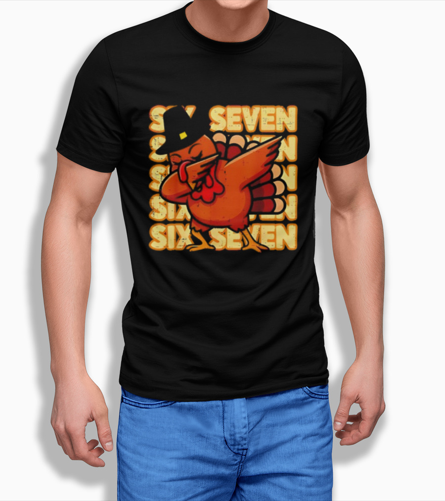 Thanksgiving Turkey Dab Meme Six Seven 67 Funny T-Shirt