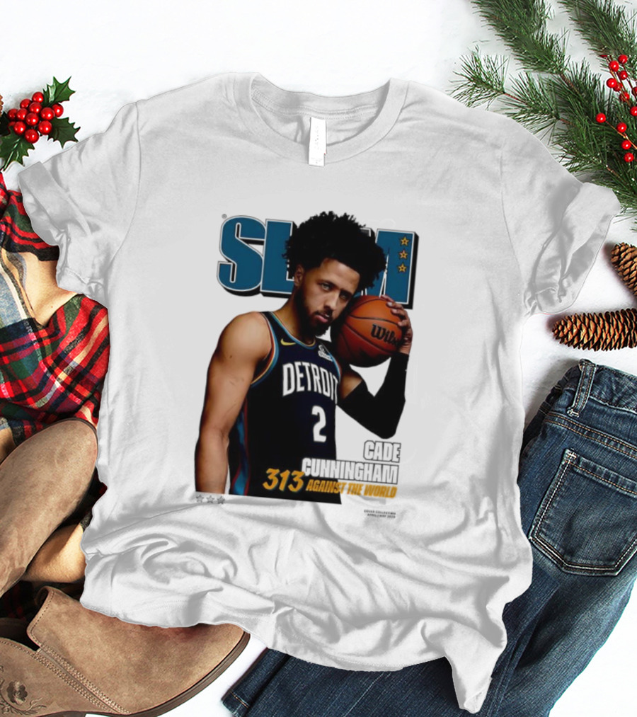 Slam Cade Cunningham Detroit Pistons 313 Against The World T-Shirt