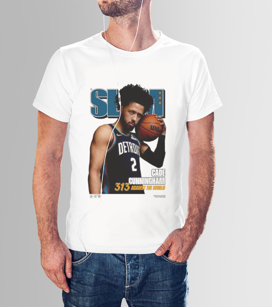 Slam Cade Cunningham Detroit Pistons 313 Against The World T-Shirt