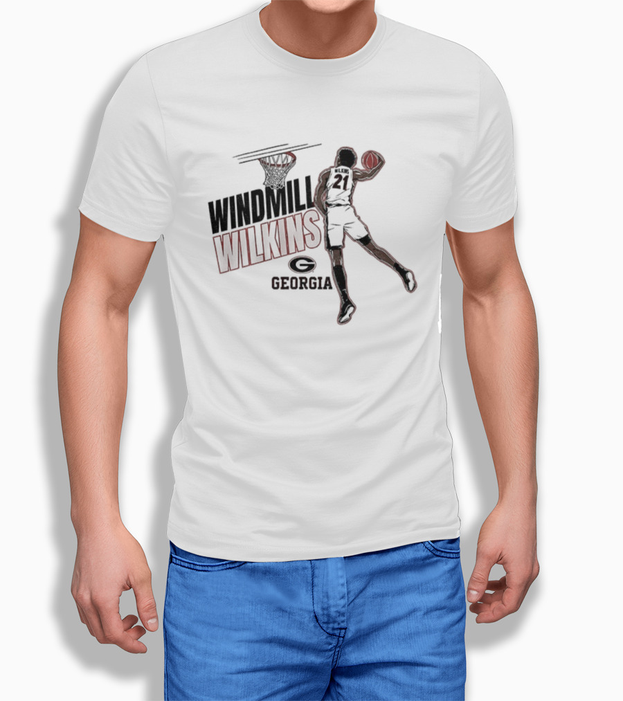 Windmill Wilkins Georgia Basketball Cartoon Iconic Slam Dunk T-Shirt