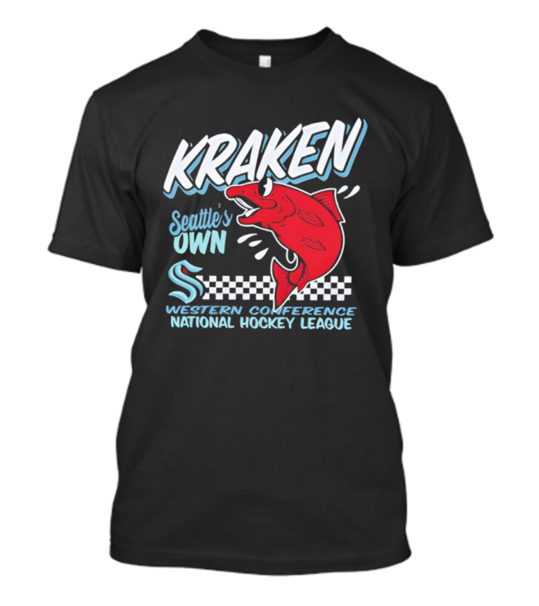 Seattle Kraken Western Conference National Hockey League Mascot Salmon T-Shirt