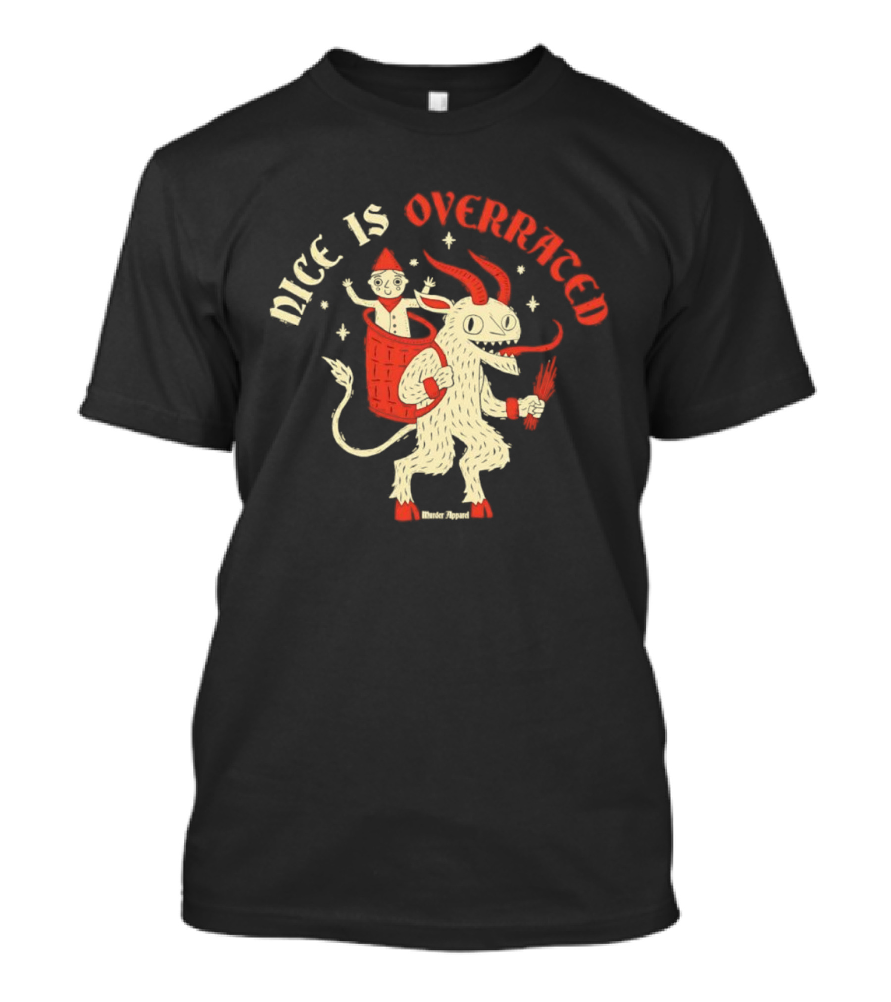 Krampus Nice Is Overrated Festive Holiday Humor With Santa Claus And Demon Imagery T-Shirt