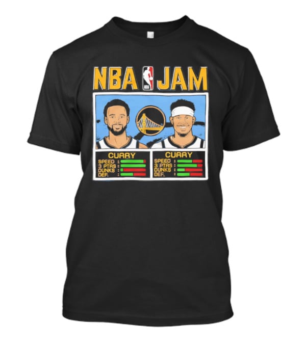 NBA Jam Golden State Warriors Stephen Curry Seth Curry Stats Retro Style T-Shirt