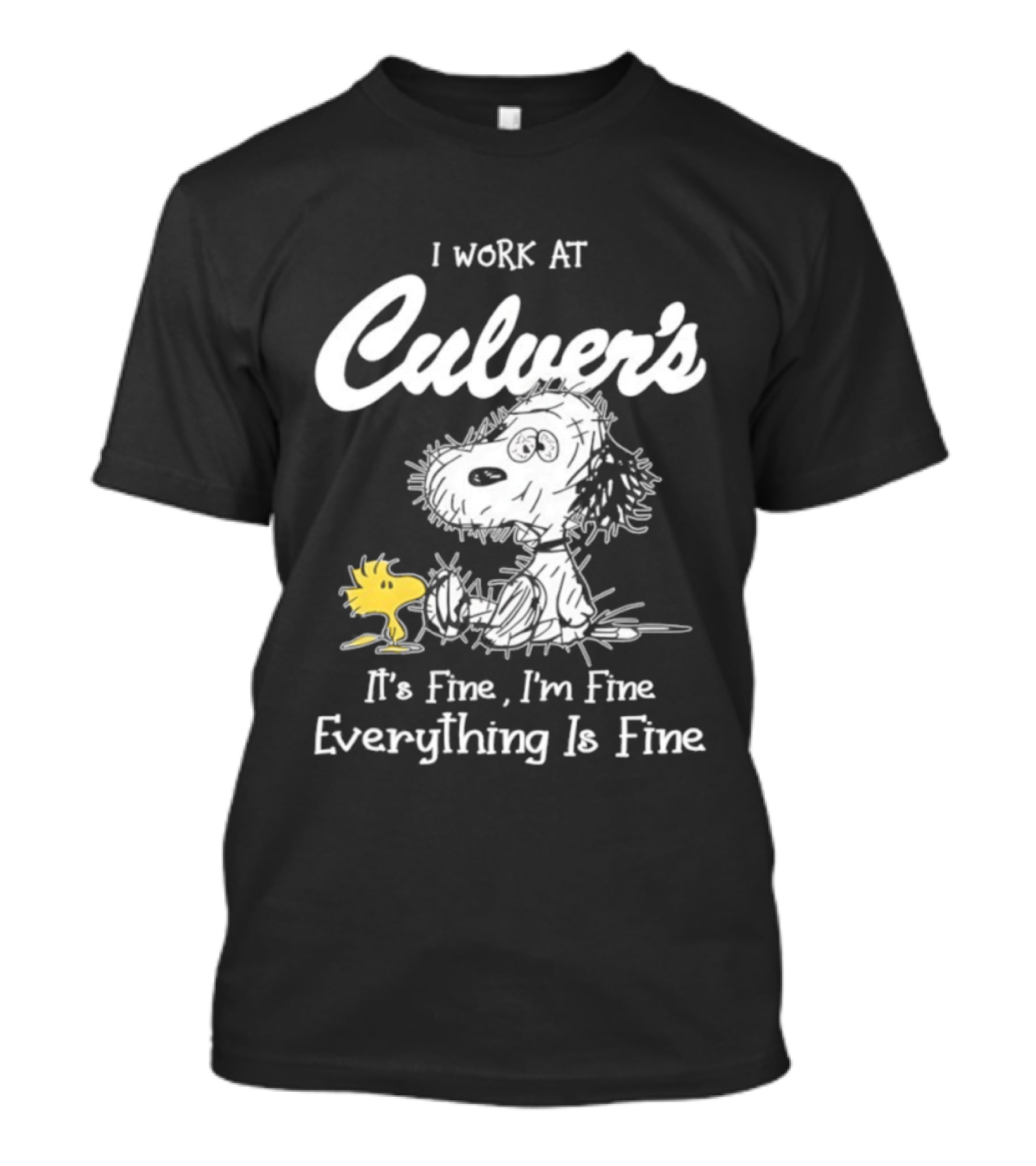 I Work At Culver's Snoopy Woodstock It's Fine I'm Fine Everything Is Fine T-Shirt