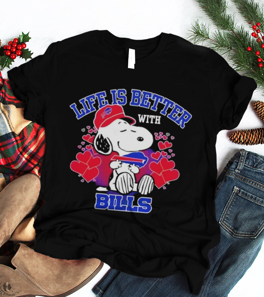 Life Is Better With Buffalo Bills Snoopy Hearts And Football Team Spirit T-Shirt