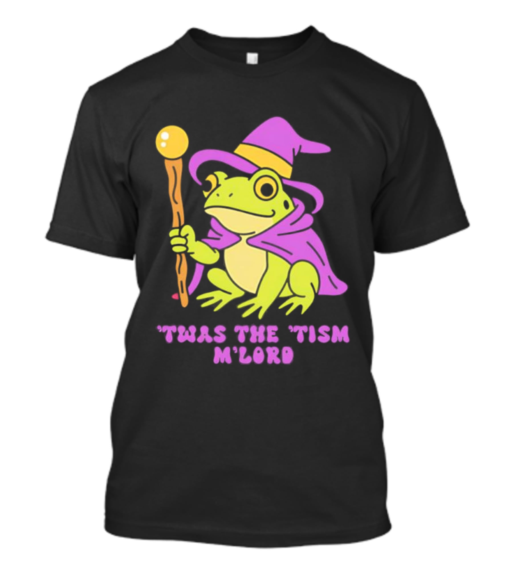Twas The Tism M'Lord Frog Wizard Purple Hat Staff T-Shirt