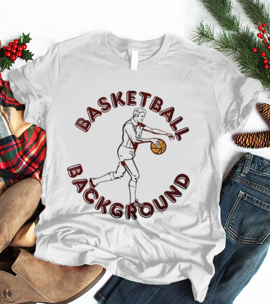 Basketball Background Player Dribbling Ball Silhouette T-Shirt