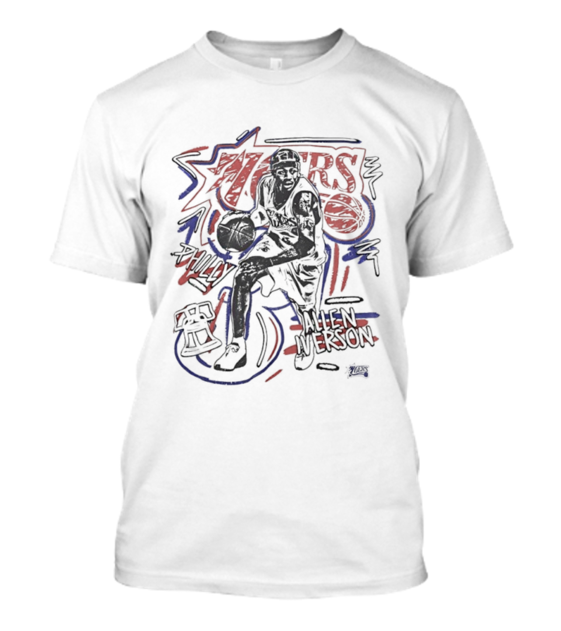 Philadelphia 76ers Allen Iverson Vintage Chalk Art Style T-Shirt