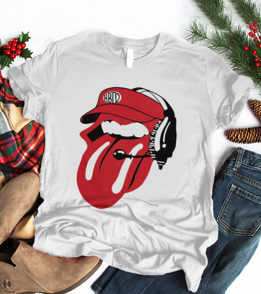 Red Hat Tongue Out Georgia Football Headset T-Shirt